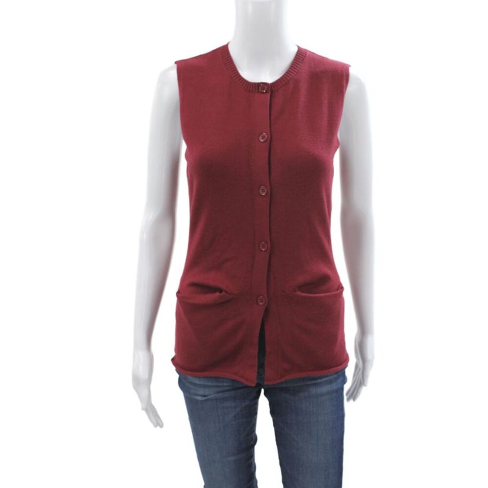Lioness Women Sleeveless Crew Neck Vest Sweater Red Viscose Size S
